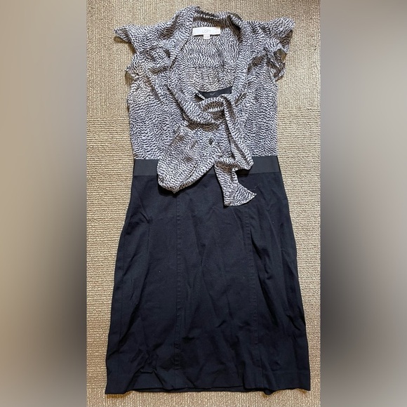 Ann Taylor Loft black and printed blouse top pencil skirt bottom Dress- Size 2P - Picture 4 of 7